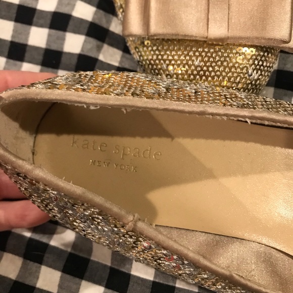 Kate Spade Glitter Gold/Silver Flats. GUC. Sz. 8 - Picture 4 of 9